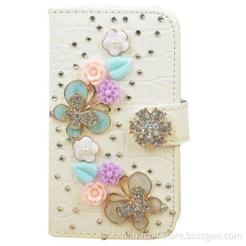 3D Bling Rhinestone Design Wallet Leather Flip Case Cover for Samsung Galaxy S5 Active